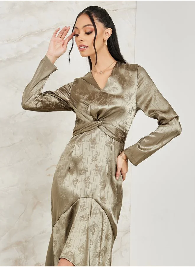 ستايلي Jacquard Asymmetric Hem Maxi Dress
