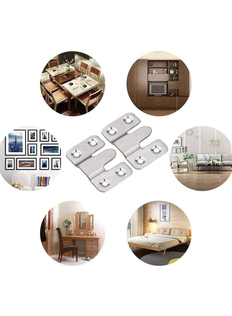 Heavy Duty Stainless Steel Flush Mount Bracket & Interlocking Furniture Connector, 8 Pairs Picture Hanger for Large Art Display & Gallery Wall Mount Hardware - Image 4