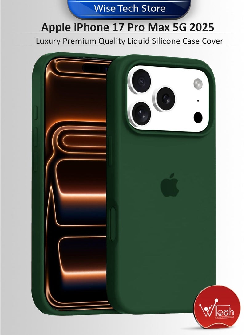 Wtech Apple iPhone 17 Pro Max 5G 2025 Luxury Premium Quality Liquid Silicone Case Cover (MCRPSN) - Jade & Apple iPhone 17 Pro Max 5G 2025 Premium Nano Ceramic Privacy Full Glue Full Cover Matte Flexible Screen Protector (MSCNMP) - Clear/Black Bundle - Image 2
