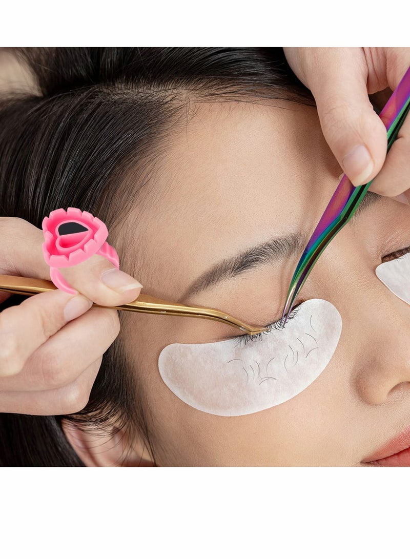 100 Pcs Disposable Pink Glue Rings for Lashes & Makeup - Perfect Lipstick Holder - Image 5