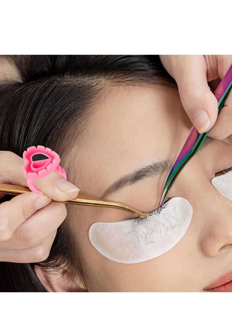 100 Pcs Disposable Pink Glue Rings for Lashes & Makeup - Perfect Lipstick Holder - Image 4