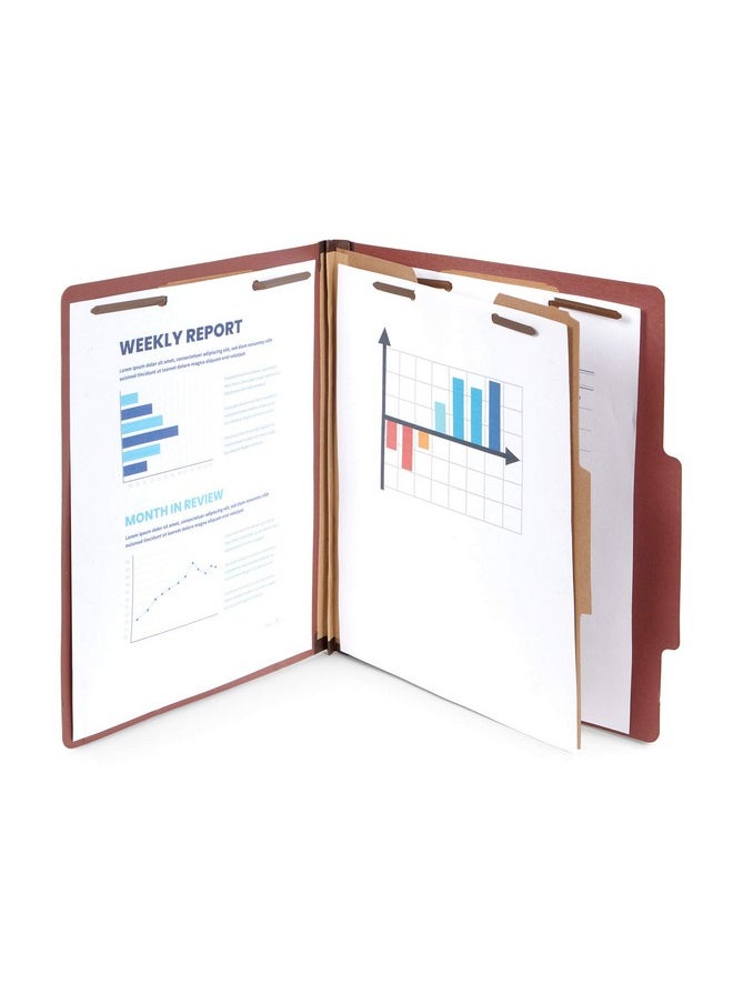 Blue Summit Supplies 10 Letter Size Red Classification Folders 1 Divider 2 Inch Tyvek Expansions Durable 2 Prongs Designed To Organize Standard Medical Files Office Reports Letter Size Red Brick Color 10 Pack  - Image 5