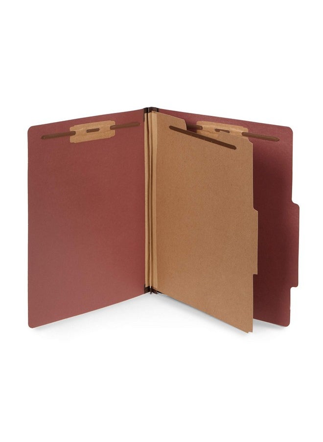 Blue Summit Supplies 10 Letter Size Red Classification Folders 1 Divider 2 Inch Tyvek Expansions Durable 2 Prongs Designed To Organize Standard Medical Files Office Reports Letter Size Red Brick Color 10 Pack  - Image 1