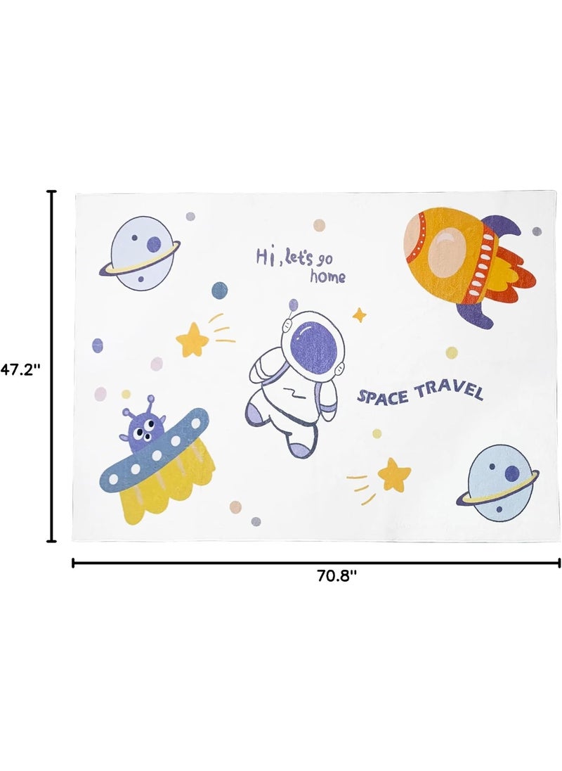USTIDE USTIDE Kids Rug 4x6 Outer Space Mat Non Slip Area Rug Washable Kids Carpet Galaxy Throw Rug High Traffic Areas for Classroom Playroom Living Room Toddlers Decor  - Image 2
