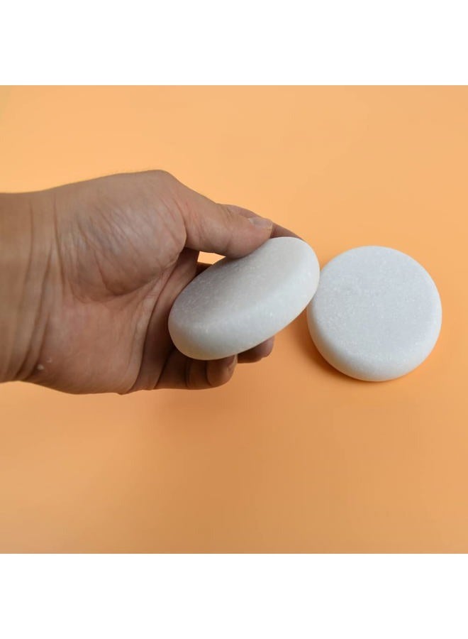 Generic LHYILSWQ 2 Pcs White Marble Cold Stone Hot Massage Stones Rock Spa Massagers Stones for Women&Men 3.14 * 3.14in  - Image 5