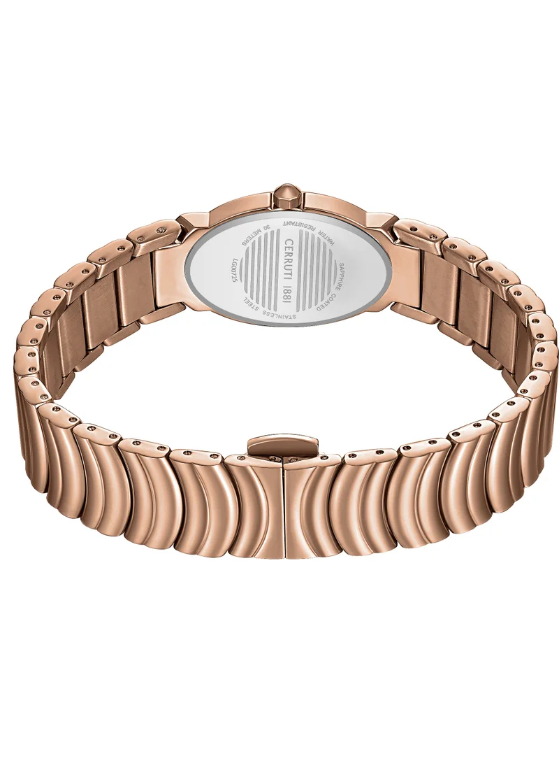 CERRUTI 1881 Women's Cerruti 1881 Norcia Analog Women's Watch - Oval Mosaic Green Mother of Pearl Dial, Rose Gold Bracelet, Butterfly Buckle
