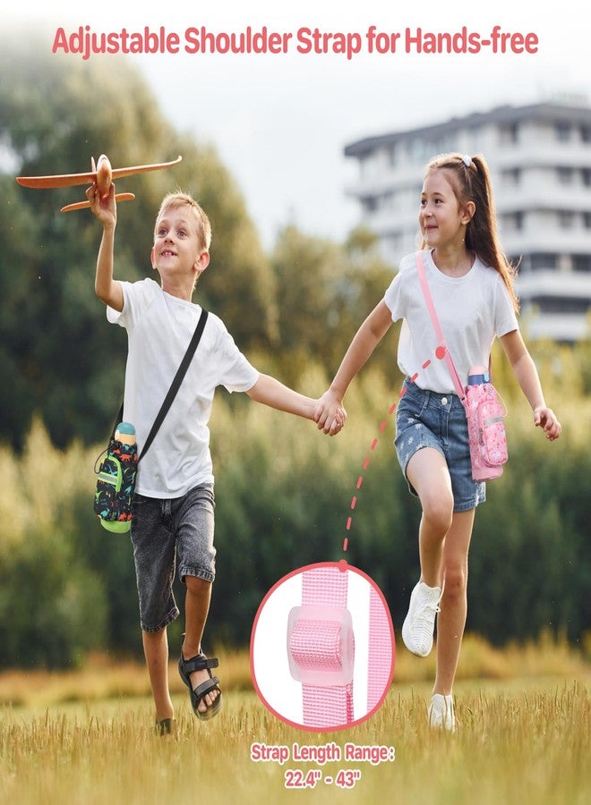 BrainyBees Water Bottle Carrier for Kids - Water Bottle Holder Sling Bag with Adjustable Strap, Girls Water Bottle Bag for 10/12/14/16/18Oz Water Bottles Walking Hiking Camping, Pink Unicorn - Image 3