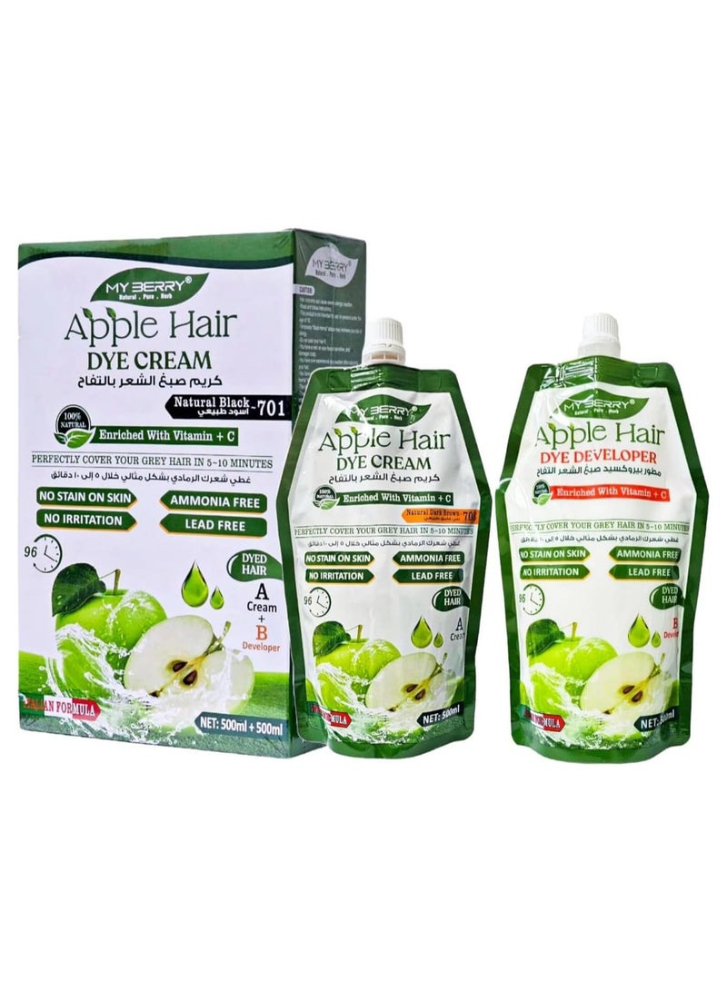 ماي بيري كريم صبغ الشعر بالتفاح أسود طبيعي خالي من الأمونيا 500 + 500 مل