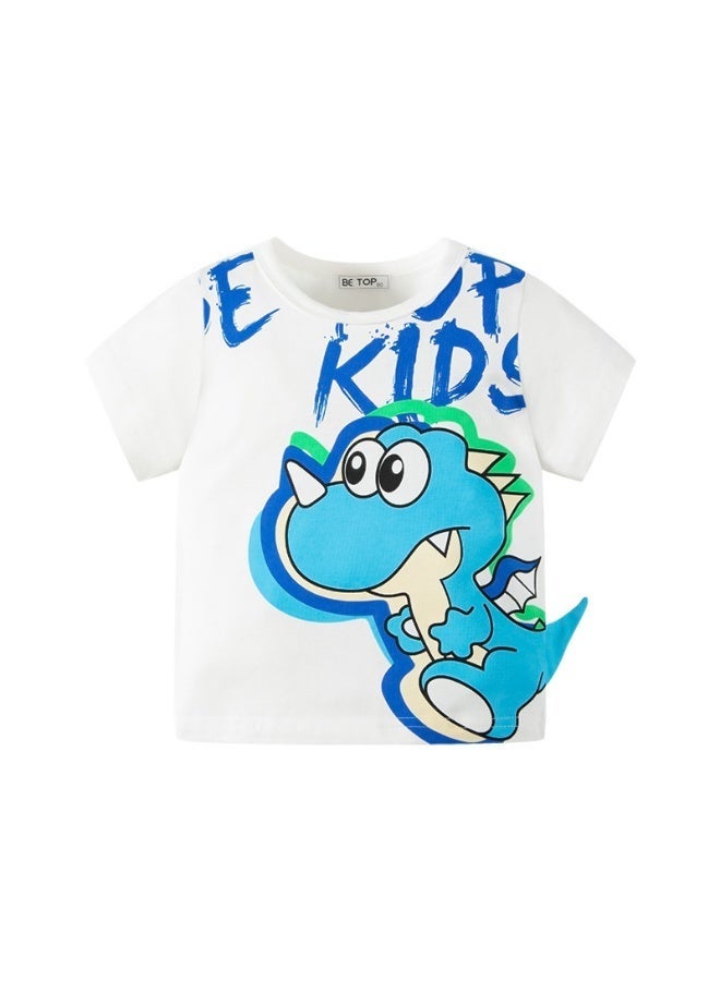 2PCS Toddler Baby Boys Summer T-Shirt,Cotton Casual Sports Boys' Cute Cartoon Dinosaur Shark Crocodile Printed T-Shirt - Image 5