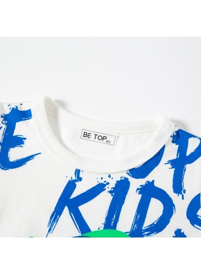 2PCS Toddler Baby Boys Summer T-Shirt,Cotton Casual Sports Boys' Cute Cartoon Dinosaur Shark Crocodile Printed T-Shirt - Image 3