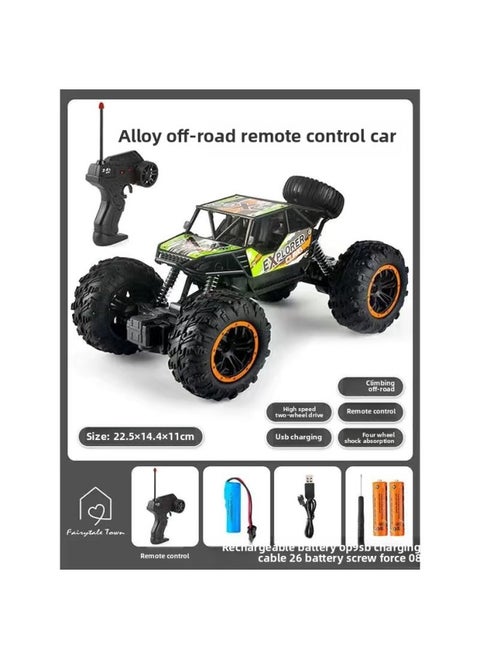 Oversized Alloy Off-road Remote Control Car Six-wheel Four-wheel Drive Climbing Bike Charging High-speed Racing Toys Wholesale-Color:Extra Large Climbing Off-road Vehicle-green [mail Order Box]-Scale:[three Sets Of Batteries] Comes With Data Cable Screwdriver Aa Batteries