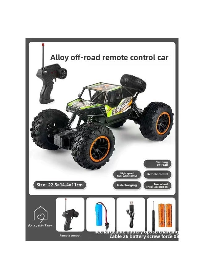 null - Oversized Alloy Off-road Remote Control Car Six-wheel Four-wheel Drive Climbing Bike Charging High-speed Racing Toys Wholesale-Color:Extra Large Climbing Off-road Vehicle-green [mail Order Box]-Scale:[three Sets Of Batteries] Comes With Data Cable Screwdriver Aa Batteries - Image 1