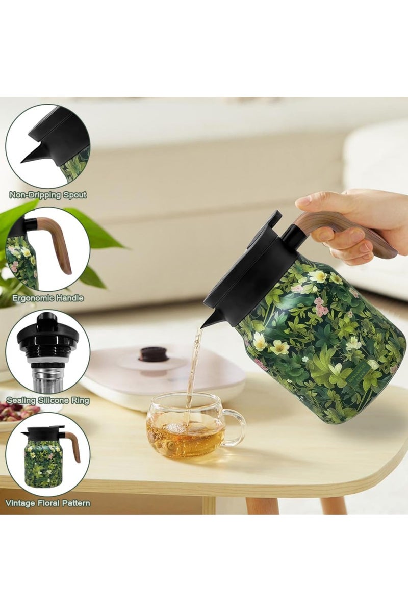 Tea Thermos with Vintage Floral Pattern - Integrated Tea Strainer (Plum Blossom) - Image 4