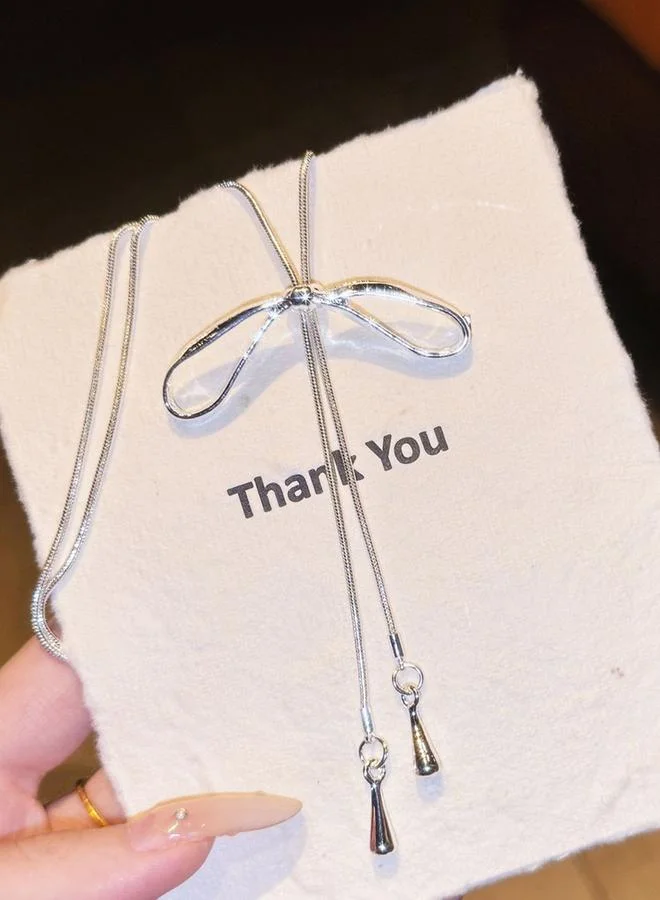 Take Two Bow Lariat Necklace