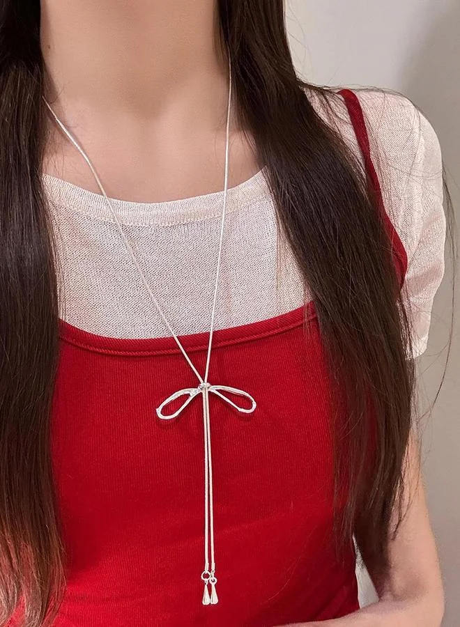 Take Two Bow Lariat Necklace