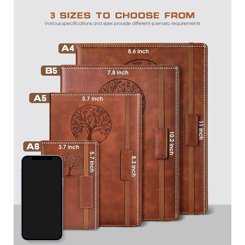 Biuwory Lined Journal Notebook for Women Men,256 Pages A5 Hardcover Leather Journals for Writing,Travel,Business,Work & School,College Ruled Notebooks for Note Taking,Diary Notepad 5.7×8.3(Brown) | Vintage Journal for Women Men,Work,School,Business,Travel Diary,Note taking,College Ruled Writing,Daily Journaling Notebook - Image 2