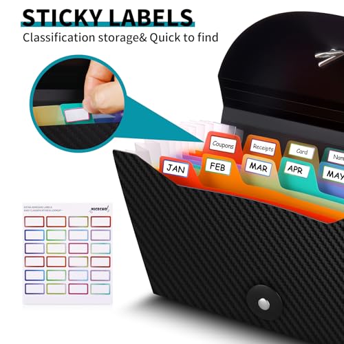 Nicecho 13 Pockets Receipt Coupon Organizer, 7X 4.5 Inches Small Accordion File Organizer with Labels for Receipt Cards, Bill Business, Coupons Storage - Image 2