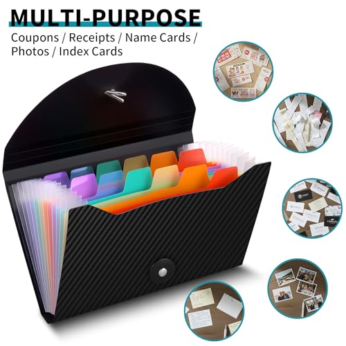 Nicecho 13 Pockets Receipt Coupon Organizer, 7X 4.5 Inches Small Accordion File Organizer with Labels for Receipt Cards, Bill Business, Coupons Storage - Image 4