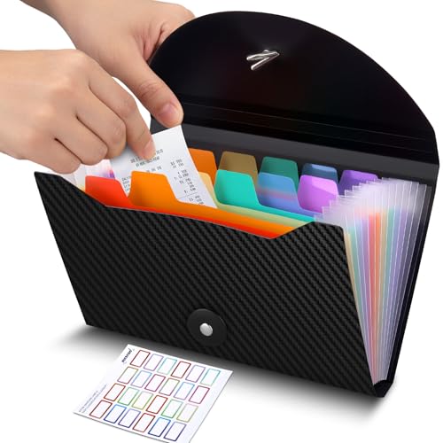 Nicecho 13 Pockets Receipt Coupon Organizer, 7X 4.5 Inches Small Accordion File Organizer with Labels for Receipt Cards, Bill Business, Coupons Storage - Image 1