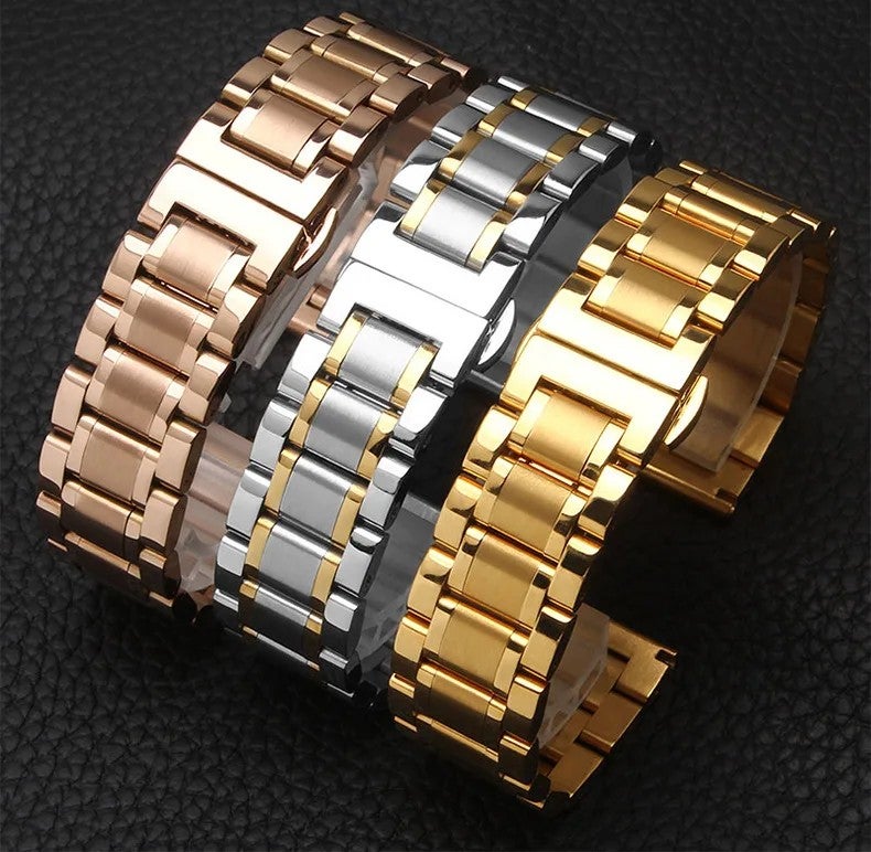 Bluejw 12-26mm Interchangeable Stainless Steel Watch Strap with Five Beads Curved End – Replace Your Watch Band Easily, Durable Metal Bracelet for Men and Women - Image 3