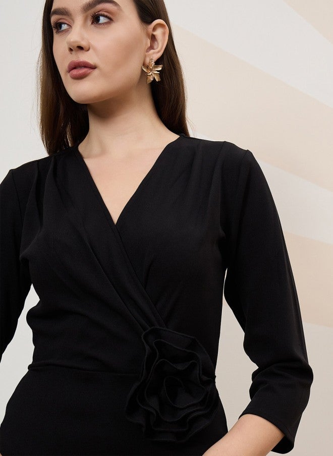 Athena فستان لف أسود للنساء - Image 3