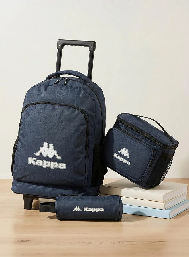 كابا Logo Print 3-Piece School Trolley Bag Set For Kids 13 Years+ With Lunch Bag And Pencil Pouch