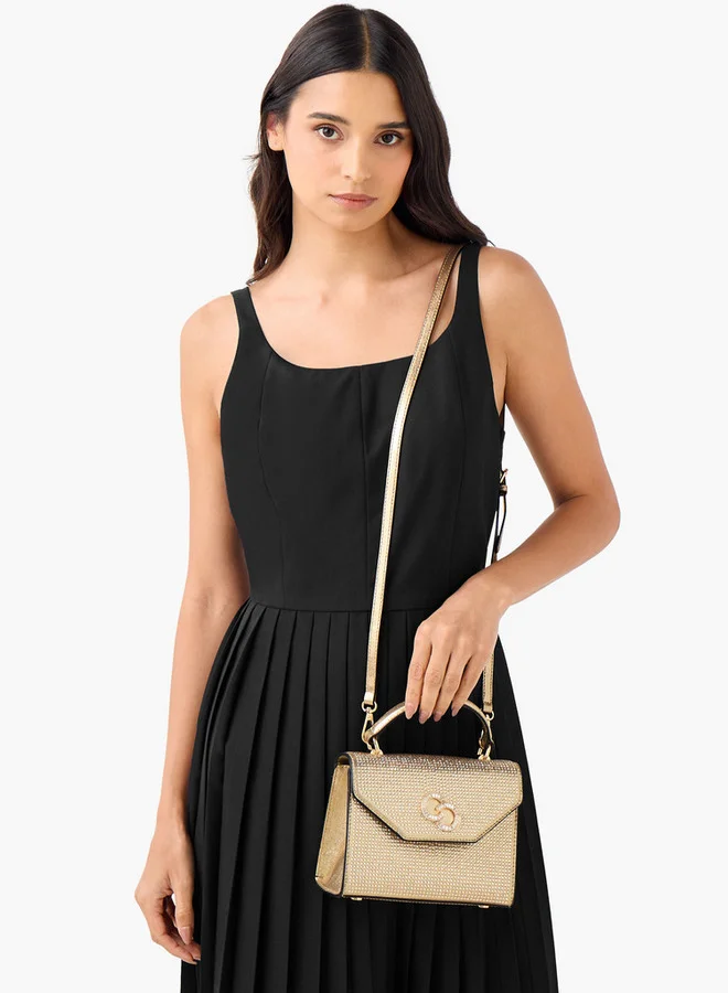 سيليست Embellished Satchel Bag with Button Closure