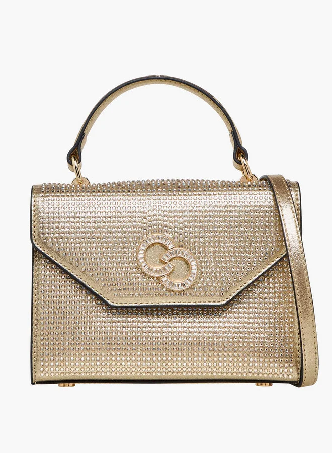 سيليست Embellished Satchel Bag with Button Closure