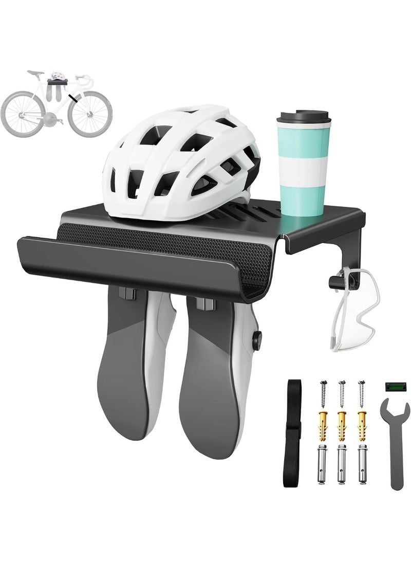NANAO Bike Wall Mount Rack Indoor Bike Storage Garage Bike Rack Wall Mount with Shelf and Hooks Store Your Helmet and Shoes for a Single Road, Mountain or Other Bicycle (41cm ×26.2cm ×8cm) - Image 1
