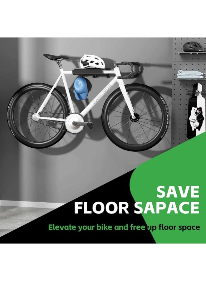 NANAO Bike Wall Mount Rack Indoor Bike Storage Garage Bike Rack Wall Mount with Shelf and Hooks Store Your Helmet and Shoes for a Single Road, Mountain or Other Bicycle (41cm ×26.2cm ×8cm) - Image 2