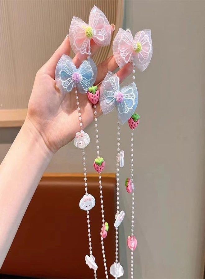 ZUGAD Hair Chain Bow Clips Cute Braid Flower Butterfly Bowknot Pins for Girls and Women, Bowknot Barrettes All-matching Bow Hair Slide Clip, little Girl Hair Headdress Hair Band Accessories - 2 pc, Multi Color. - Image 2