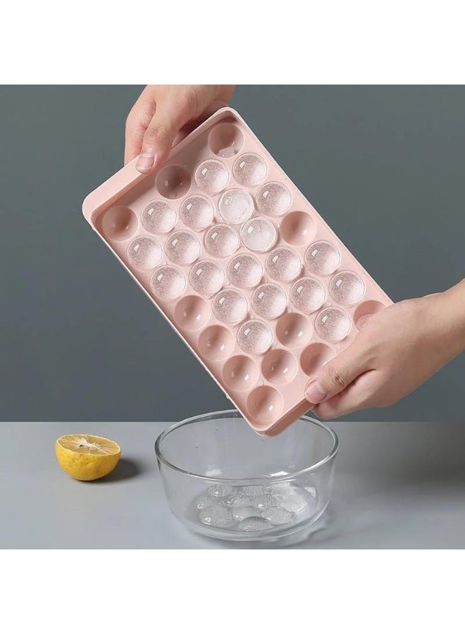 Poaker Multicolor Ice Cube Tray with Lid -Round Ice Ball Maker Mold for Freezer - Mini Circle Ice Cube Tray Making for Sphere Ice Chilling Drinks Juice Coffee etc (Pack of 1) - Image 4