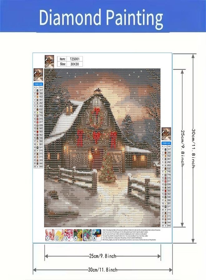 BOHADIY Christmas Night Diamond Painting Kits for Adults, 5D Snowy Winter Diamond Art Kits for Adults Beginner, DIY Full Drill Farm House Diamonds Paintings Gem Art and Crafts Kit Home Decor 12x12inch - Image 5