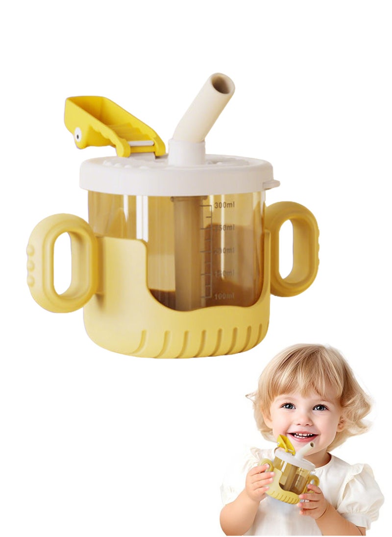 Jiayi - Baby Training Soft Silicone Sippy Cup,6+Months Baby Straw Cup Sipper Bottle for Kids with Handles 300ml（Yellow） - Image 1