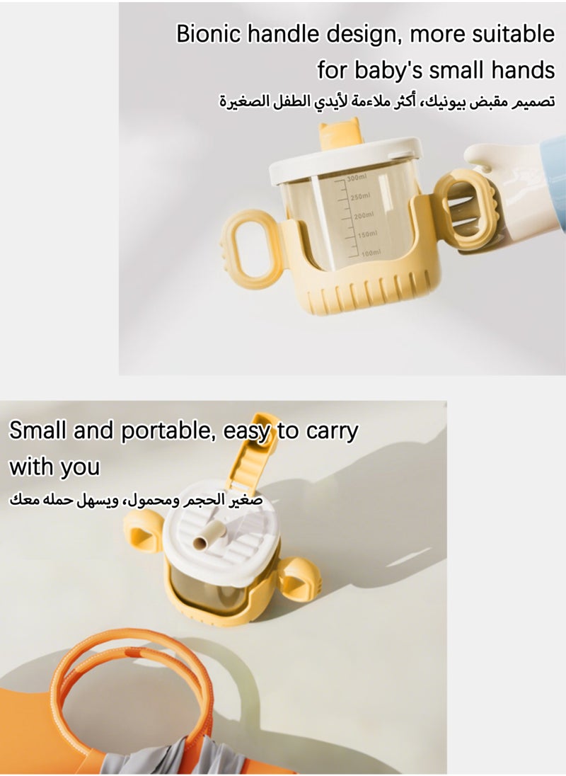 Jiayi - Baby Training Soft Silicone Sippy Cup,6+Months Baby Straw Cup Sipper Bottle for Kids with Handles 300ml（Yellow） - Image 1