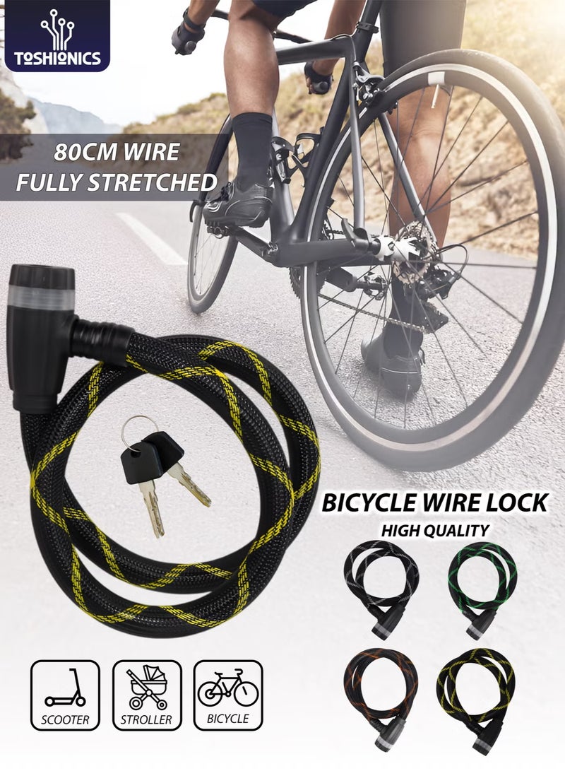 Toshionics Heavy-Duty Bicycle & Scooter Cable Lock 80cm T114635 Braided Steel Anti-Theft Wire with Keys, Durable ABS Lock Head, Stroller Lock, E-Scooter Lock, Bike Security Cable (15mm Thick) - Image 1