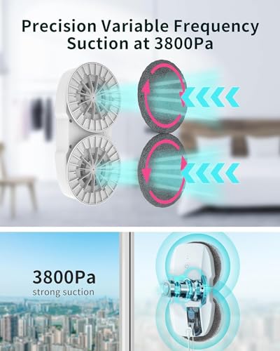 FMART T9Pro Window Cleaning Robot, Ultrasonic Atomization Intelligent Water Spray, 3800PA Suction Power, AI Intelligent Path Planning, Edge Detection Technology, Remote Control Robot Window Cleaner - Image 3