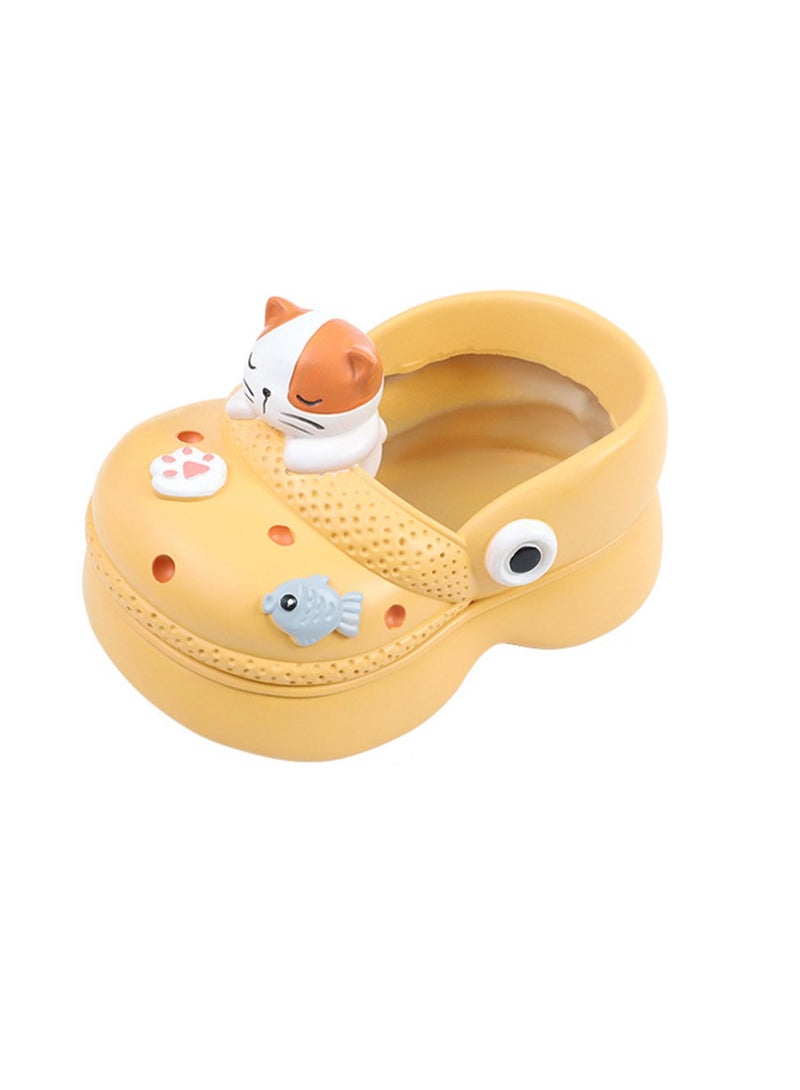 Generic Large Hole Shoes Resin Succulent Gardening Pot Container, Garden Creative Slippers Flower Pot Fun Potted Plant (Yellow Cat) - Image 1