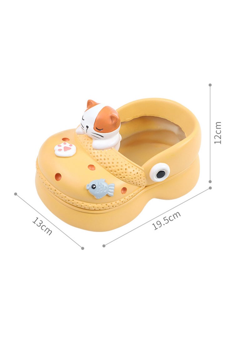 Generic Large Hole Shoes Resin Succulent Gardening Pot Container, Garden Creative Slippers Flower Pot Fun Potted Plant (Yellow Cat) - Image 2