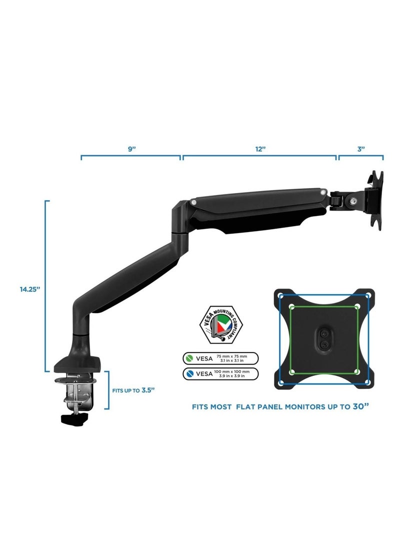 Generic - Single Monitor Arm Desk Mount | Gas Spring Monitor Arm | Full Motion Articulating Height Adjustable | Fits 21 22 23 24 27 30 32 Inch VESA Compatible Computer Screen - Image 1