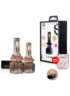 Toby's Toby's Brand New LX 60-H8/H11 having 6500K color Temperature 120W pair LED Headlight Bulb Assembly 12000 Lumens extreme Bright best for long drive And With Gift T10 as well inside  - Image 1