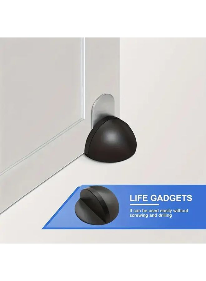 Black Set of 4 Heavy Duty Self Adhesive Floor Door Stoppers Non Slip Wall Door Protectors - Image 1