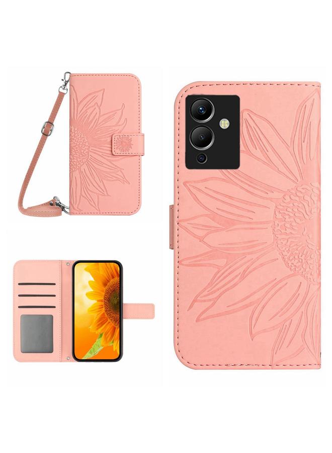 Zaboon Case For Infinix Note 12 G96 Skin Feel Sun Flower Pattern Flip Leather Phone Case with Lanyard - Image 1