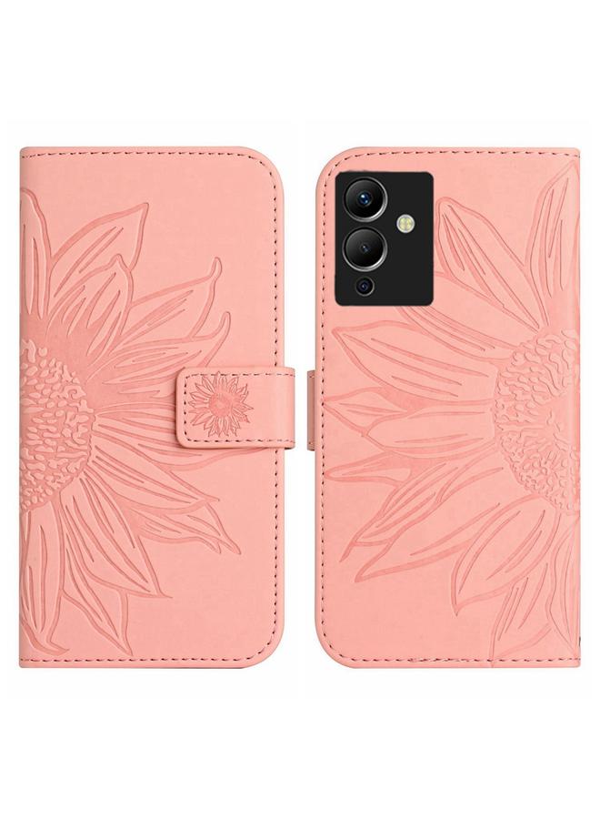 Zaboon Case For Infinix Note 12 G96 Skin Feel Sun Flower Pattern Flip Leather Phone Case with Lanyard - Image 2