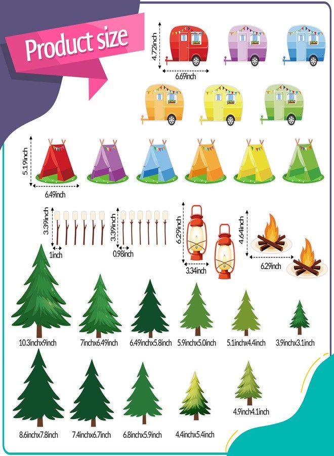TaoBary 39pcs Camping Bulletin Board Decorations Set, Woodland Classroom Decor with Tent Trailer Campfire Cutouts, Reusable Camping Theme Cutouts for Classroom, Party, Door, Back to School - Image 2