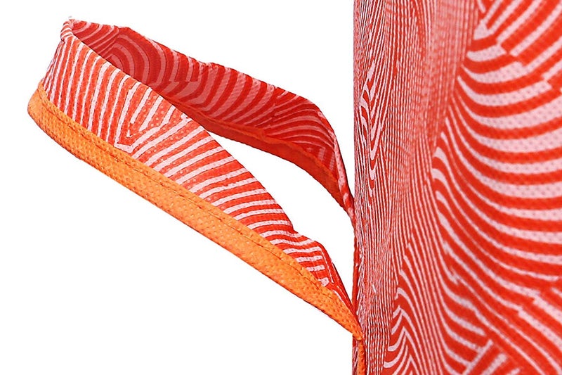 Kuber Industries Leheriya Printed 6 Piece Non Woven Fabric Underbed Storage BagCloth OrganiserBlanket Cover with Transparent Window Orange Blue CTKTC41132 - Image 4