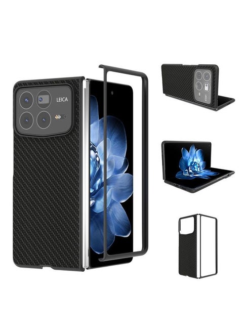 For Xiaomi Mix Fold 4 Black Frame Carbon Fiber Texture PU Phone Case(Black)