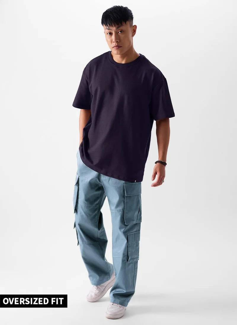 The Souled Store The Souled Store Men Berry Solid Oversized T-Shirts