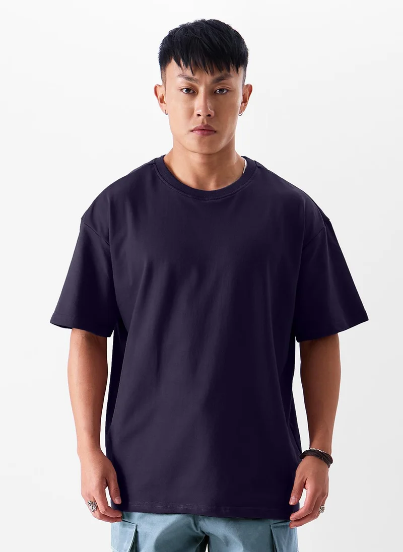 The Souled Store The Souled Store Men Berry Solid Oversized T-Shirts