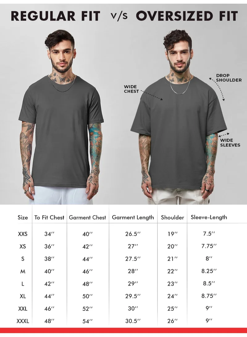 The Souled Store Dark Blue The Souled Store Men Berry Solid Oversized T-Shirts for Men | Best Price UAE
